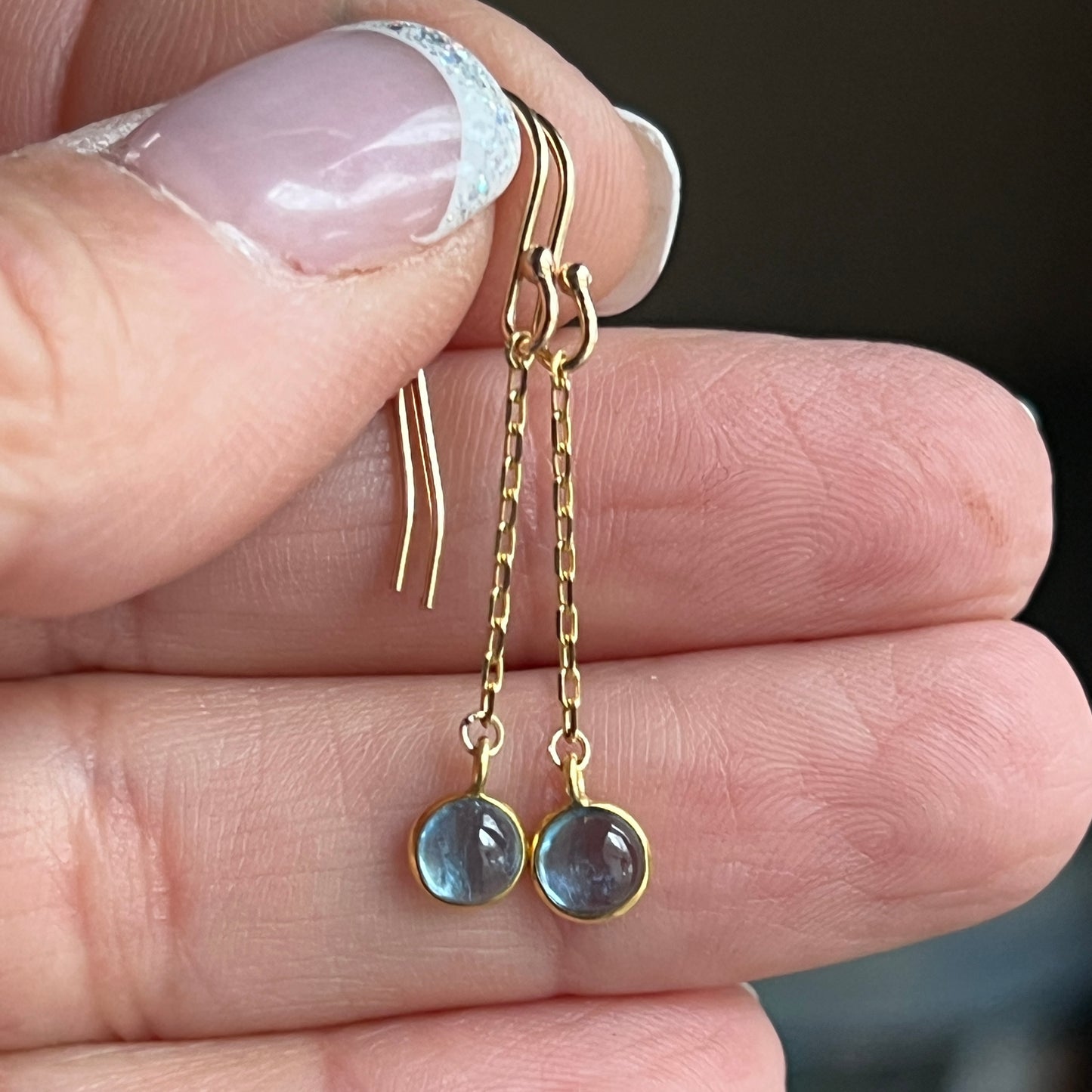 14K Blue Topaz Dangles