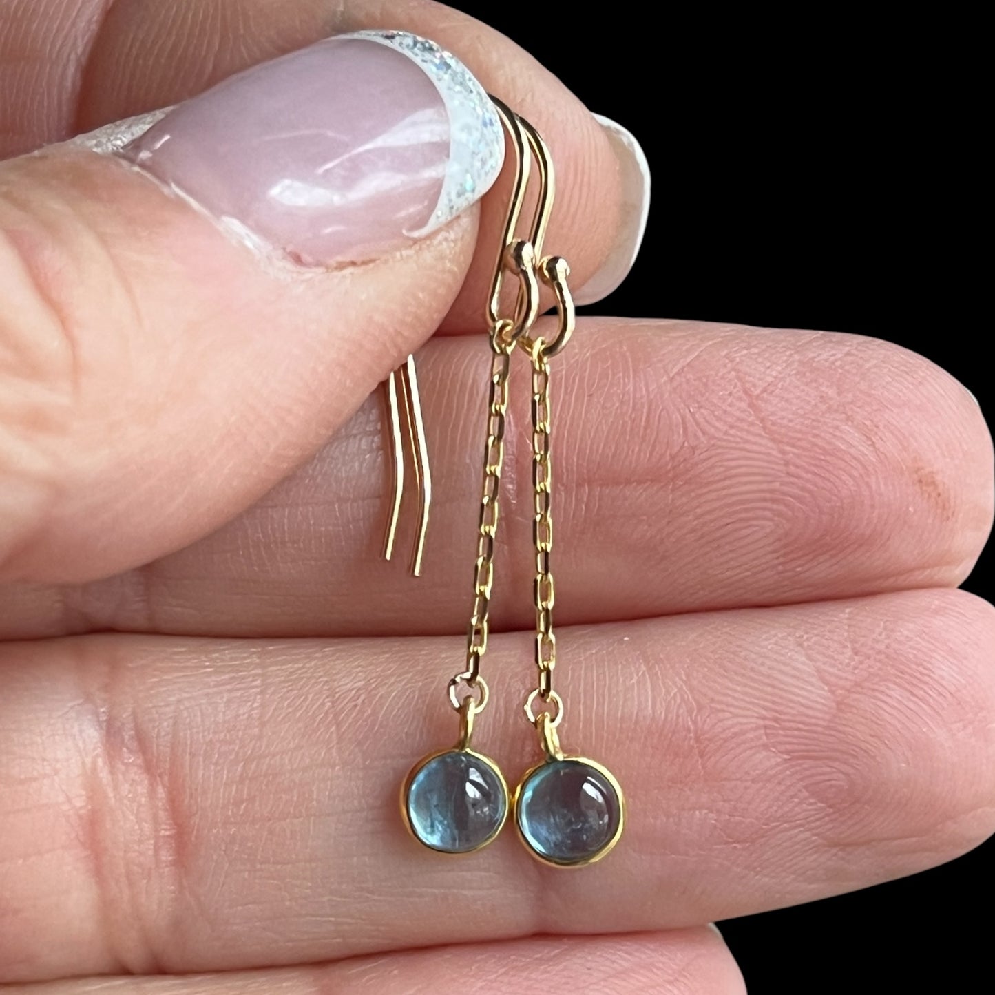 14K Blue Topaz Dangles