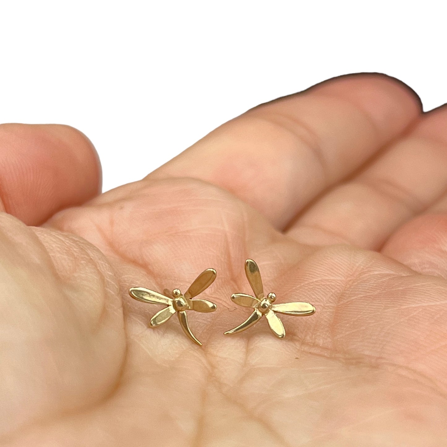 Dragonfly Earrings in 14K Yellow Gold