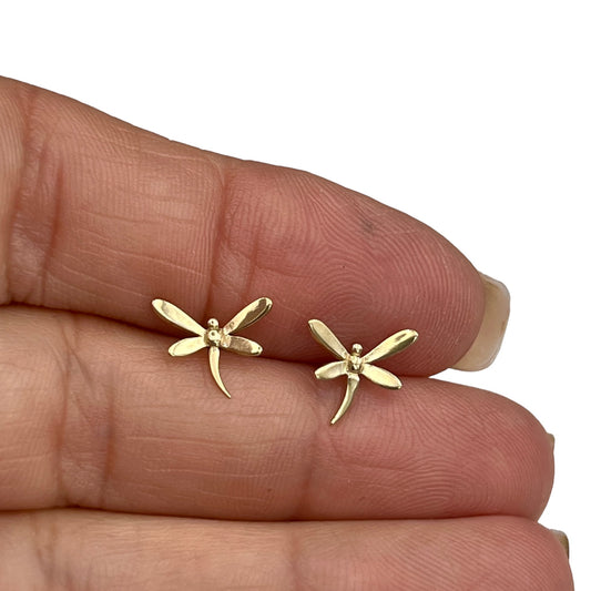 Dragonfly Earrings in 14K Yellow Gold
