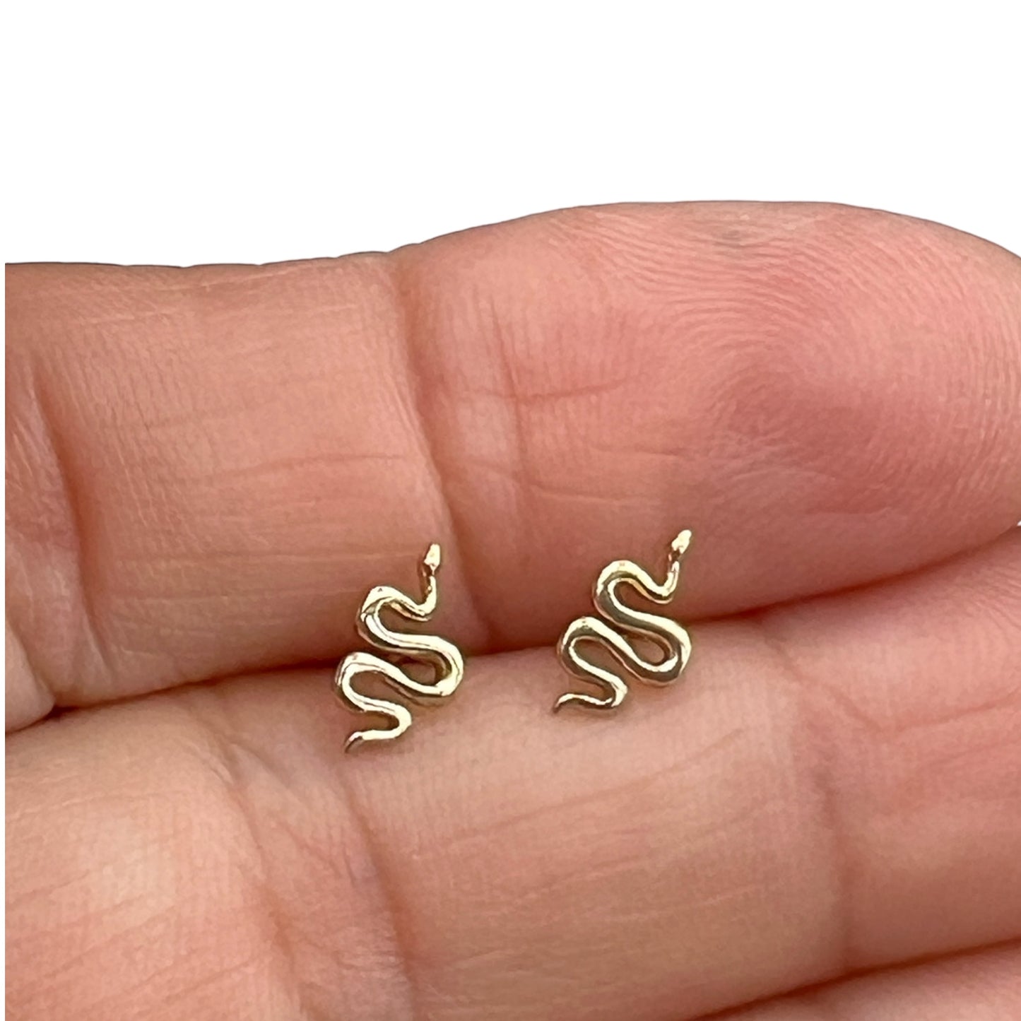 14K Yellow Gold Tiny Snake Post Earrings