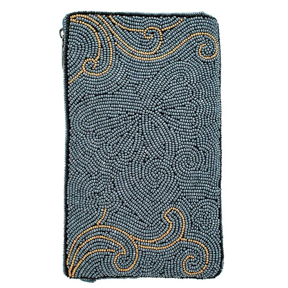 Beaded Butterfly with Blue Crossbody Phone Bag by Mary Frances