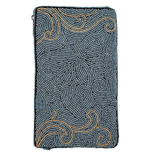 Beaded Butterfly with Blue Crossbody Phone Bag by Mary Frances