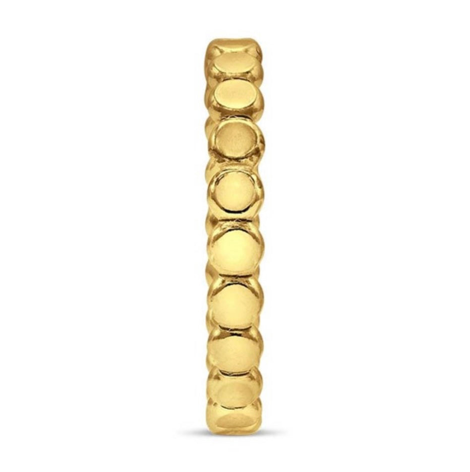 14K Yellow Gold Flat Beaded Ring