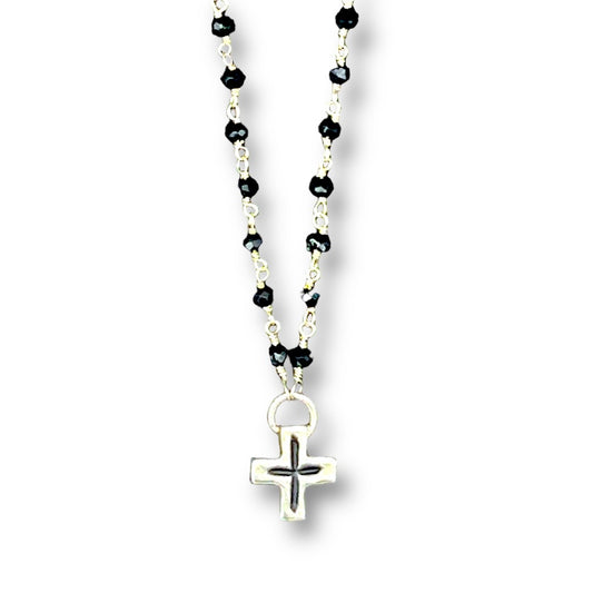 Cross Rosary Bead Necklace
