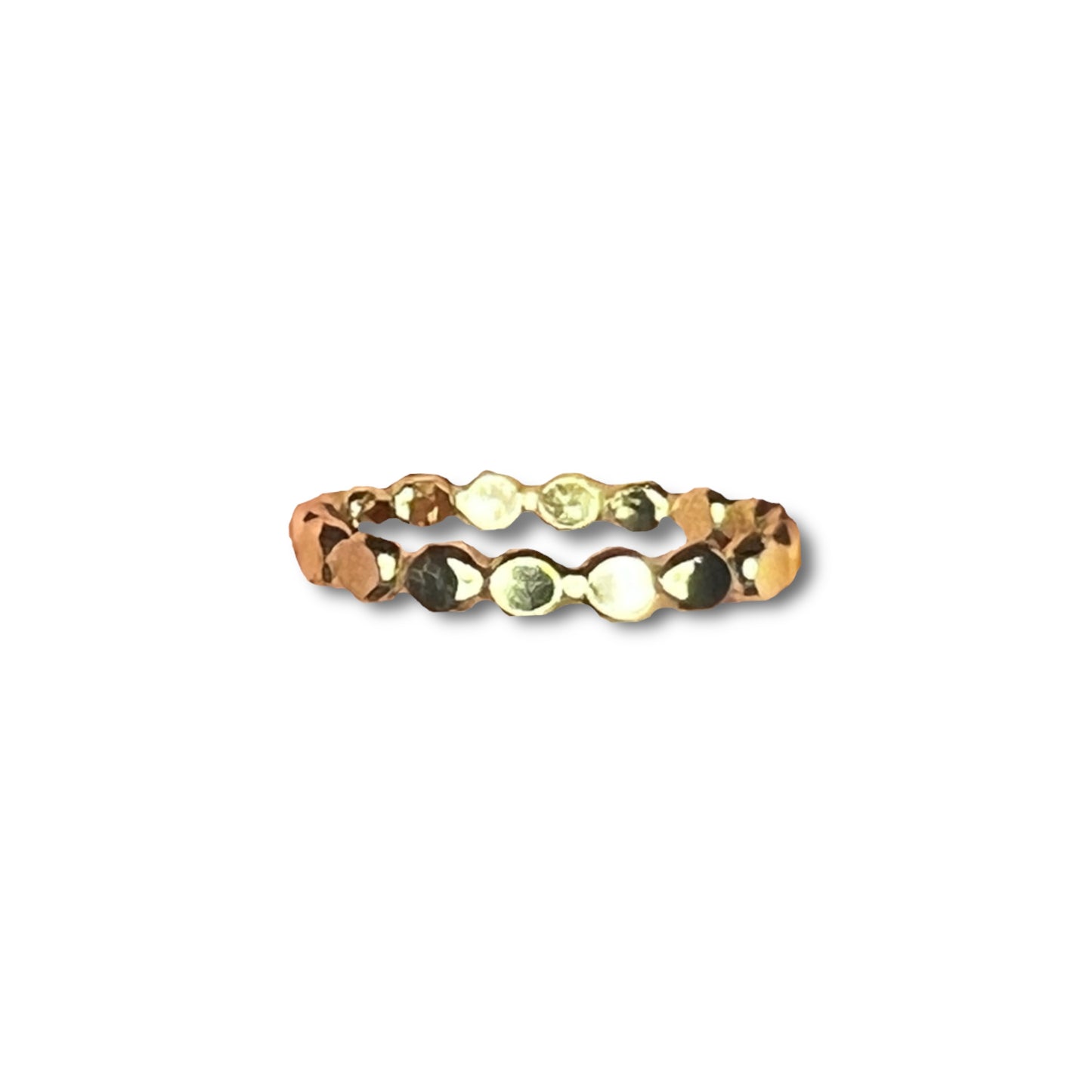 14K Yellow Gold Flat Beaded Ring