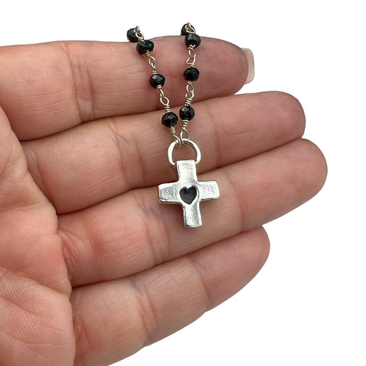 Cross Rosary Bead Necklace