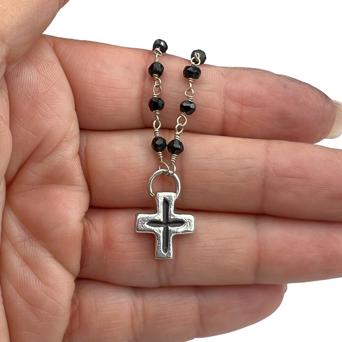 Cross Rosary Bead Necklace