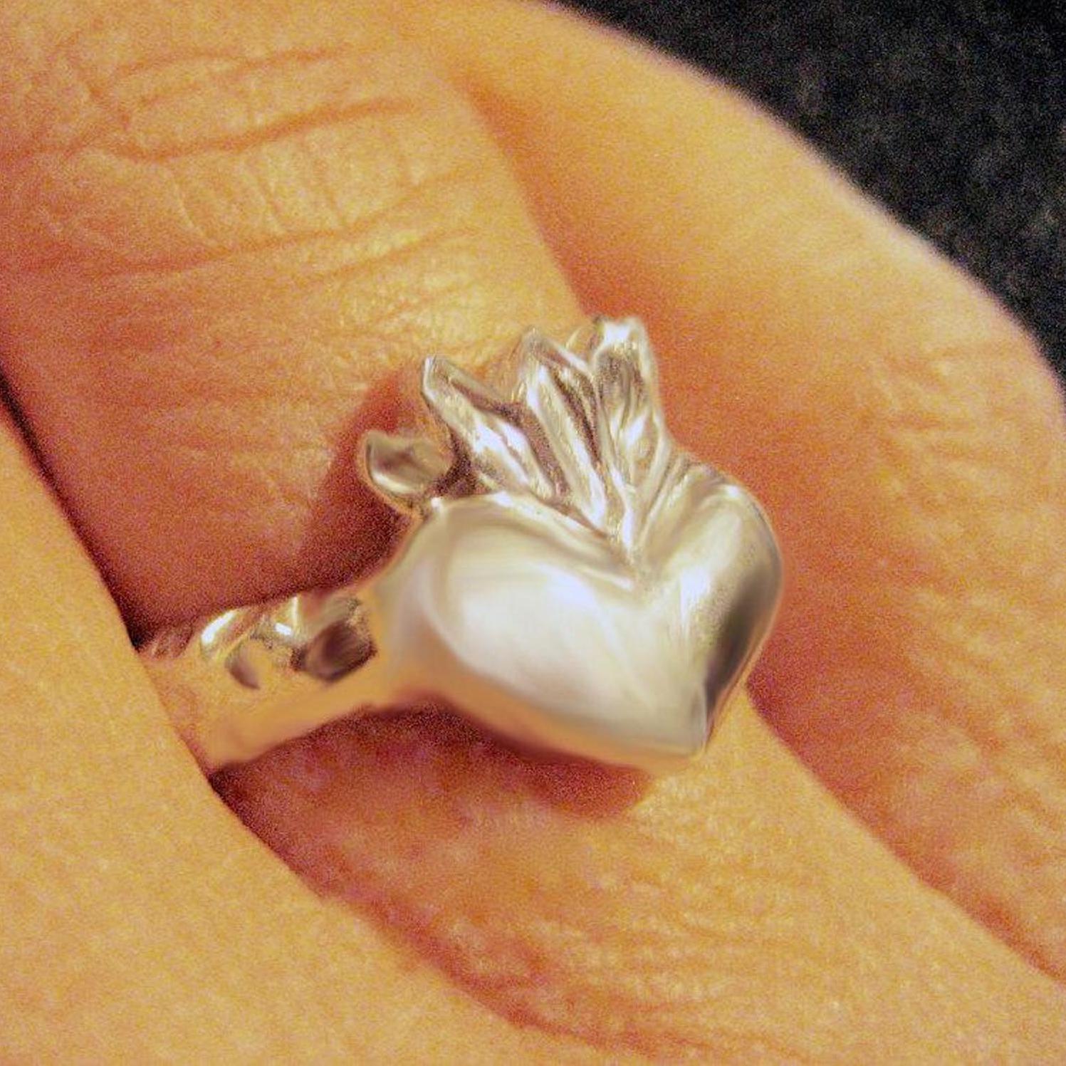 Flaming store heart ring