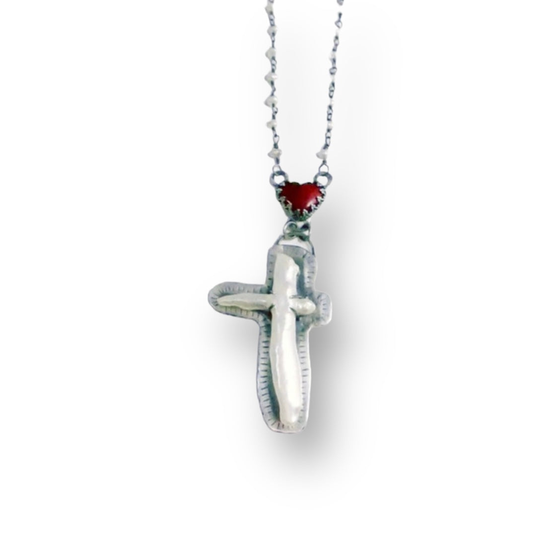 Heartfelt One of a kind - Freshwater Pearl Rosary necklace