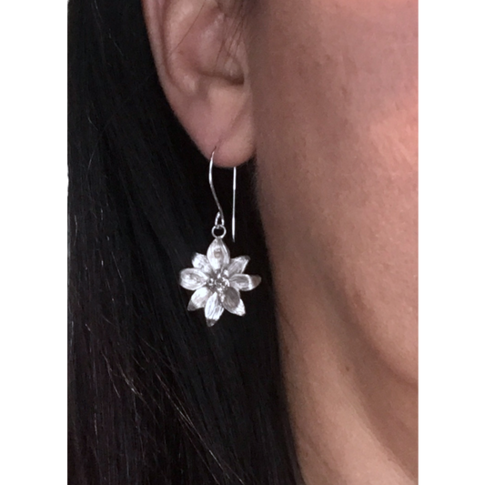 Heartfelt Wild Flower dangle earrings in sterling silver