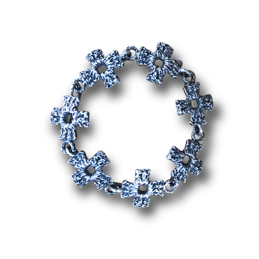 Heartfelt Crochet Cross link bracelet in sterling silver - custom made item